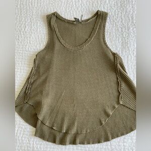 Green waffle tank top